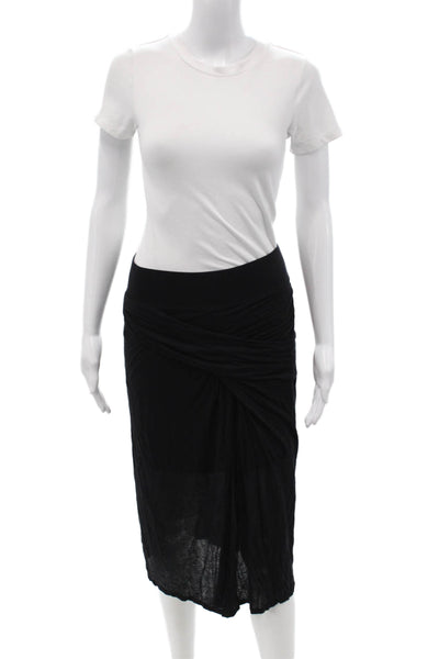 Helmut Lang Womens Wrap Black Tencel Mini Skirt Size S