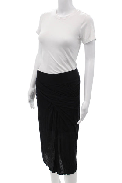 Helmut Lang Womens Wrap Black Tencel Mini Skirt Size S