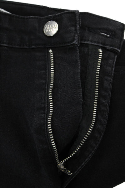 Zara Women Skinny Jeggings Black Mid Rise Denim Button Size 4