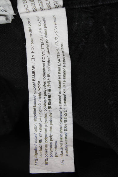 Zara Women Skinny Jeggings Black Mid Rise Denim Button Size 4