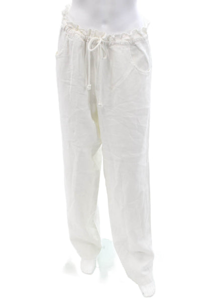 Xirena Women Linen Drawstring Sweatpants White Solid Size M