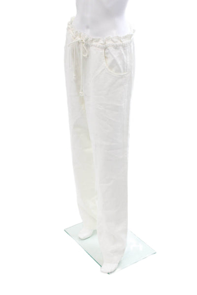 Xirena Women Linen Drawstring Sweatpants White Solid Size M