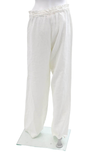 Xirena Women Linen Drawstring Sweatpants White Solid Size M
