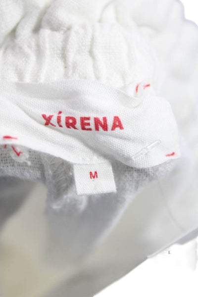 Xirena Women Linen Drawstring Sweatpants White Solid Size M