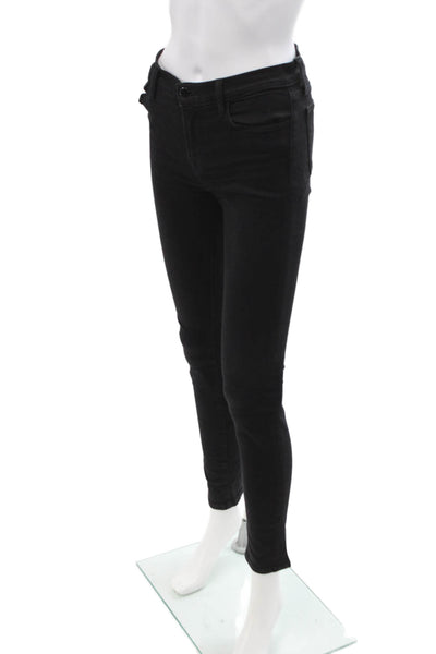 J Brand Women Skinny Ankle Jeans Black Mid Rise Button Size 27