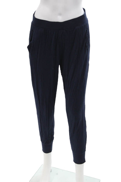 ATM Women Cropped Jogger Pants Dark Blue Viscose Spandex Size M