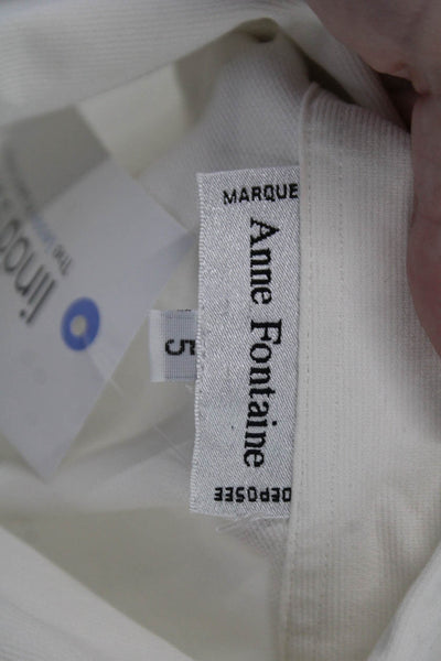 Anne Fontaine Women White Cotton Blend Buckle Long Sleeve Jacket Size 5