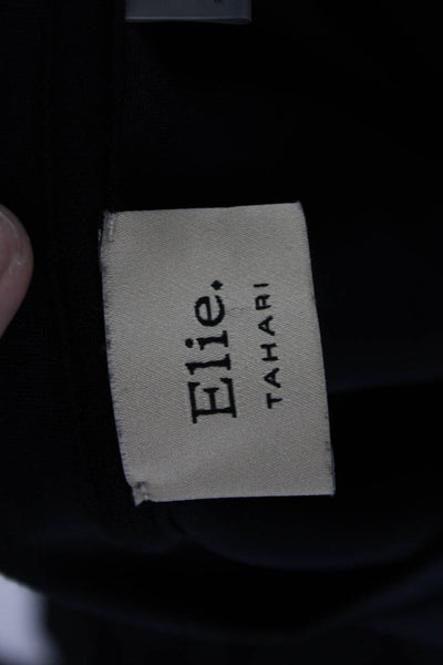Elie Tahari Women Cropped Short Sleeve T-Shirt Dark Blue Crew Neck Size M