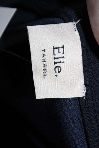 Elie Tahari Women Basic Dark Blue T-Shirt Crew Neck Short Sleeve Size M