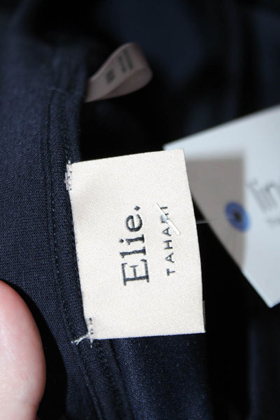 Elie Tahari Women Pullover Sweatshirts Dark Blue Crew Neck Short Sleeve Size M