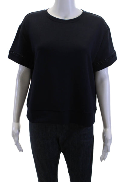 Elie Tahari Women Basic Dark Blue T-Shirt Size S