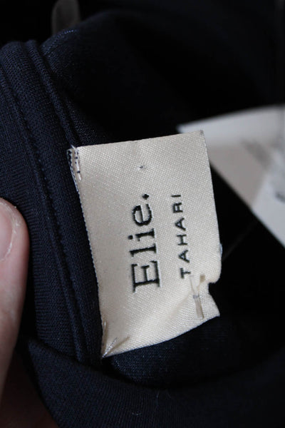 Elie Tahari Women Pullover Sweatshirt Dark Blue Crew Neck Short Sleeve Size M