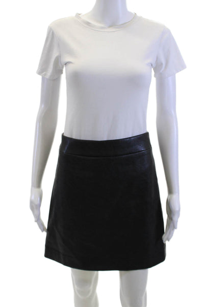 J Crew Womens A-Line Mini Skirt Black Polyurethane Size M