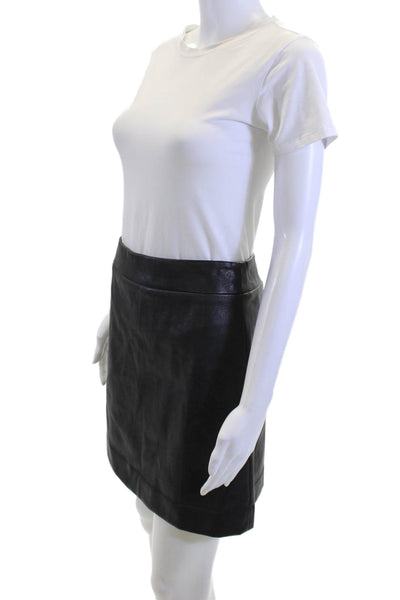 J Crew Womens A-Line Mini Skirt Black Polyurethane Size M