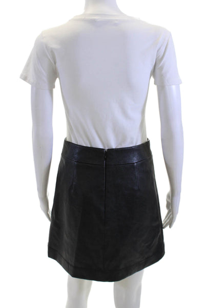 J Crew Womens A-Line Mini Skirt Black Polyurethane Size M