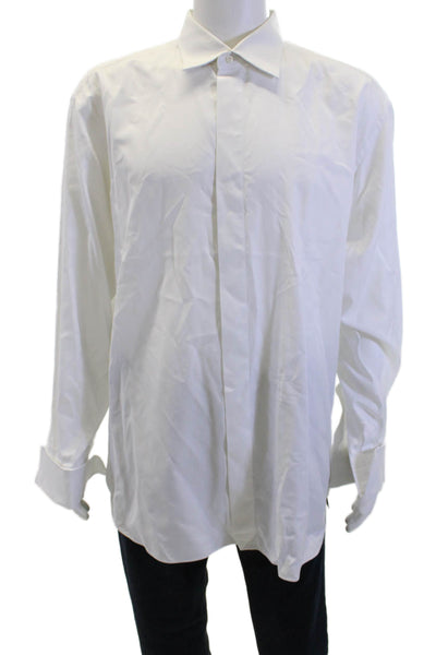 Ermenegildo Zegna Men's Long Sleeves Casual Button Down Shirt White Size 46