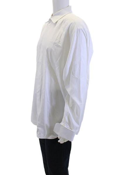 Ermenegildo Zegna Men's Long Sleeves Casual Button Down Shirt White Size 46