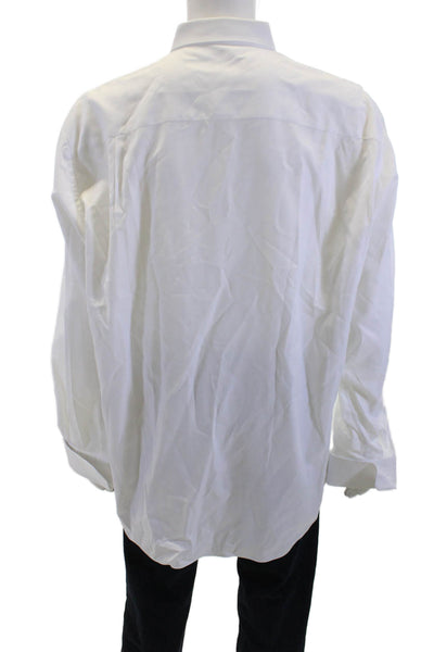 Ermenegildo Zegna Men's Long Sleeves Casual Button Down Shirt White Size 46