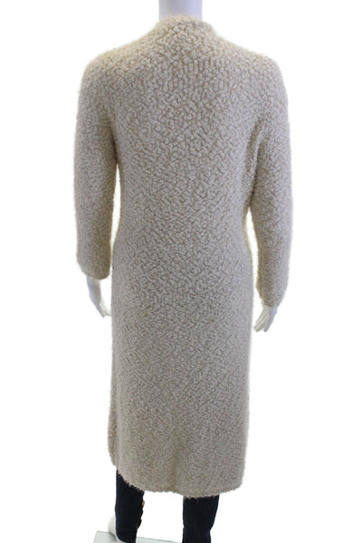 Elan Women Bohemian V-Neck Beige Coatigan Long Sleeve Size S