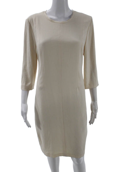 Rag & Bone Women Sheath Dress Beige 3/4 Sleeve Crew Neck Short Size 8