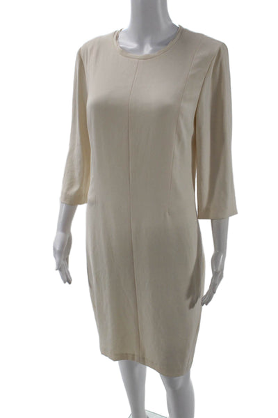Rag & Bone Women Sheath Dress Beige 3/4 Sleeve Crew Neck Short Size 8