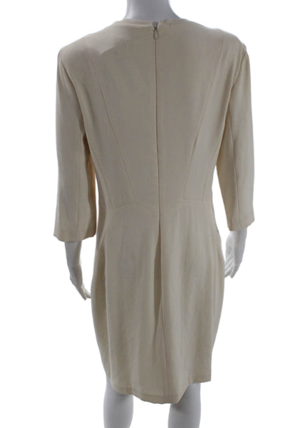Rag & Bone Women Sheath Dress Beige 3/4 Sleeve Crew Neck Short Size 8