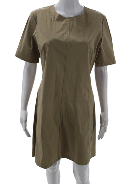 Theory Women Shift Dress Beige Short Sleeve Round Neck Size 10