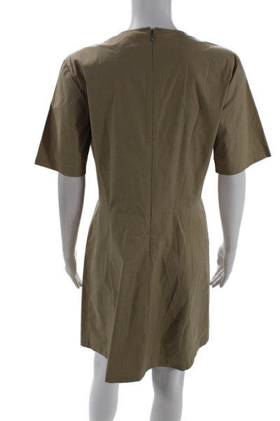 Theory Women Shift Dress Beige Short Sleeve Round Neck Size 10