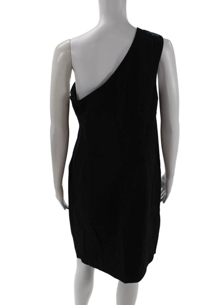 Vince, Women Shift Dress Sleeveless Black Cotton Zip Short Size L