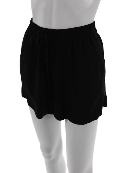 Theory Unisex Black Drawstring Shorts Triacetate Polyester Size L