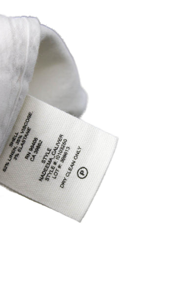 Theory Women Cropped Dress Pants White Linen Blend Button Size 8