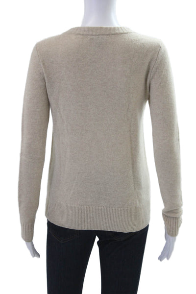 J Crew Women Beige 100% Wool Pullover Sweater Crewneck Long Sleeve Zip Size 2XS