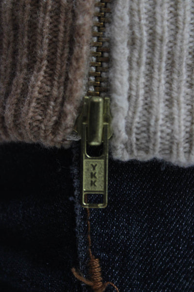 J Crew Women Beige 100% Wool Pullover Sweater Crewneck Long Sleeve Zip Size 2XS