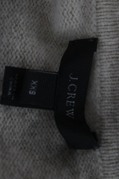 J Crew Women Beige 100% Wool Pullover Sweater Crewneck Long Sleeve Zip Size 2XS