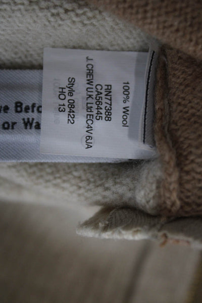 J Crew Women Beige 100% Wool Pullover Sweater Crewneck Long Sleeve Zip Size 2XS