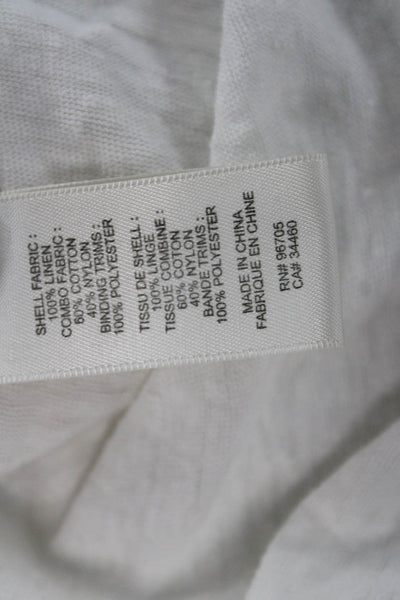 Rebecca Taylor Women Bohemian White Linen Blouse Short Sleeve Size XS