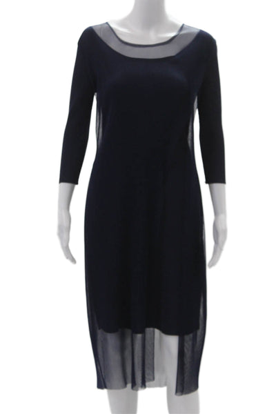 Vanite Couture Womens Sheath Dress Dark Blue Mid-Calf 3/4 Sleeve Size S