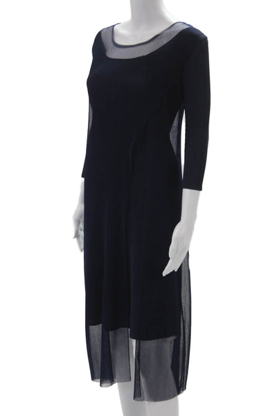 Vanite Couture Womens Sheath Dress Dark Blue Mid-Calf 3/4 Sleeve Size S