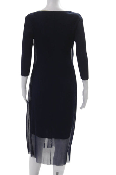 Vanite Couture Womens Sheath Dress Dark Blue Mid-Calf 3/4 Sleeve Size S
