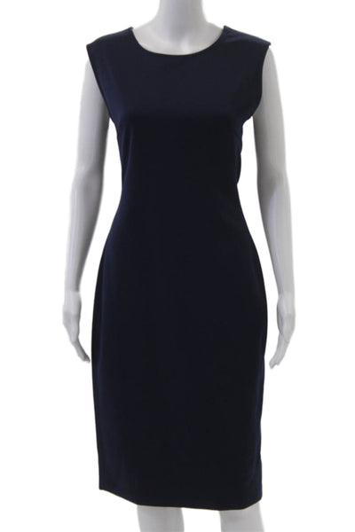 Petrovitch & Robinson, Women Dark Blue Sleeveless Sheath Dress Mid-Calf Size 42