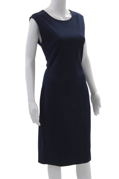 Petrovitch & Robinson, Women Dark Blue Sleeveless Sheath Dress Mid-Calf Size 42