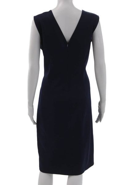 Petrovitch & Robinson, Women Dark Blue Sleeveless Sheath Dress Mid-Calf Size 42