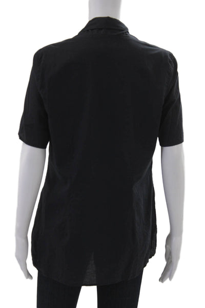 Elemente Clemente Women Tunic Button-Up Black Cotton Short Sleeve Size 3