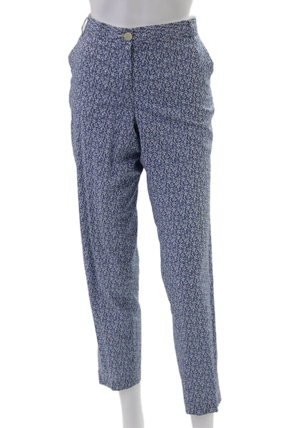 Hartford Women Cropped Ankle Floral Blue Cotton Pants Size 4