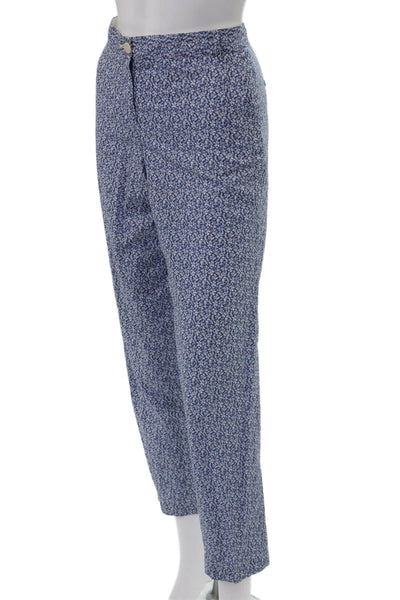 Hartford Women Cropped Ankle Floral Blue Cotton Pants Size 4