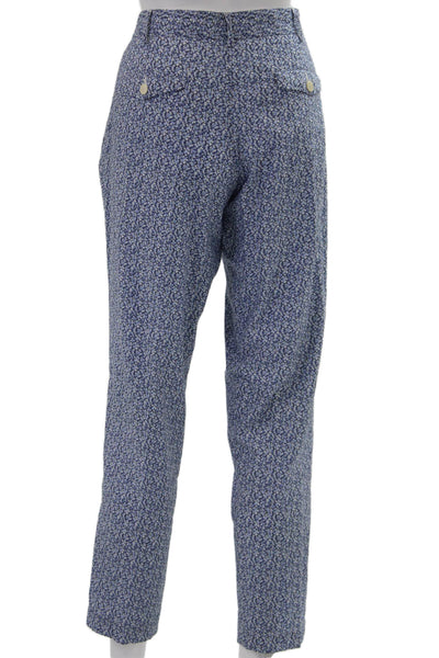 Hartford Women Cropped Ankle Floral Blue Cotton Pants Size 4