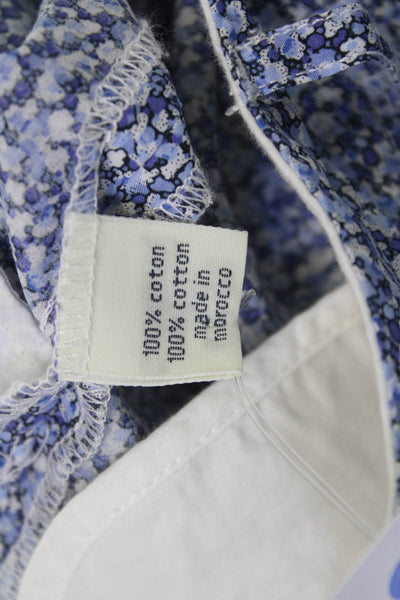 Hartford Women Cropped Ankle Floral Blue Cotton Pants Size 4