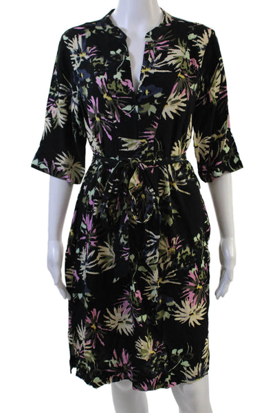 Scotch & Soda Womens Floral Shirt Dress Black 3/4 Sleeve Size 38