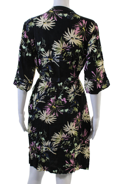 Scotch & Soda Womens Floral Shirt Dress Black 3/4 Sleeve Size 38