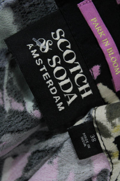 Scotch & Soda Womens Floral Shirt Dress Black 3/4 Sleeve Size 38